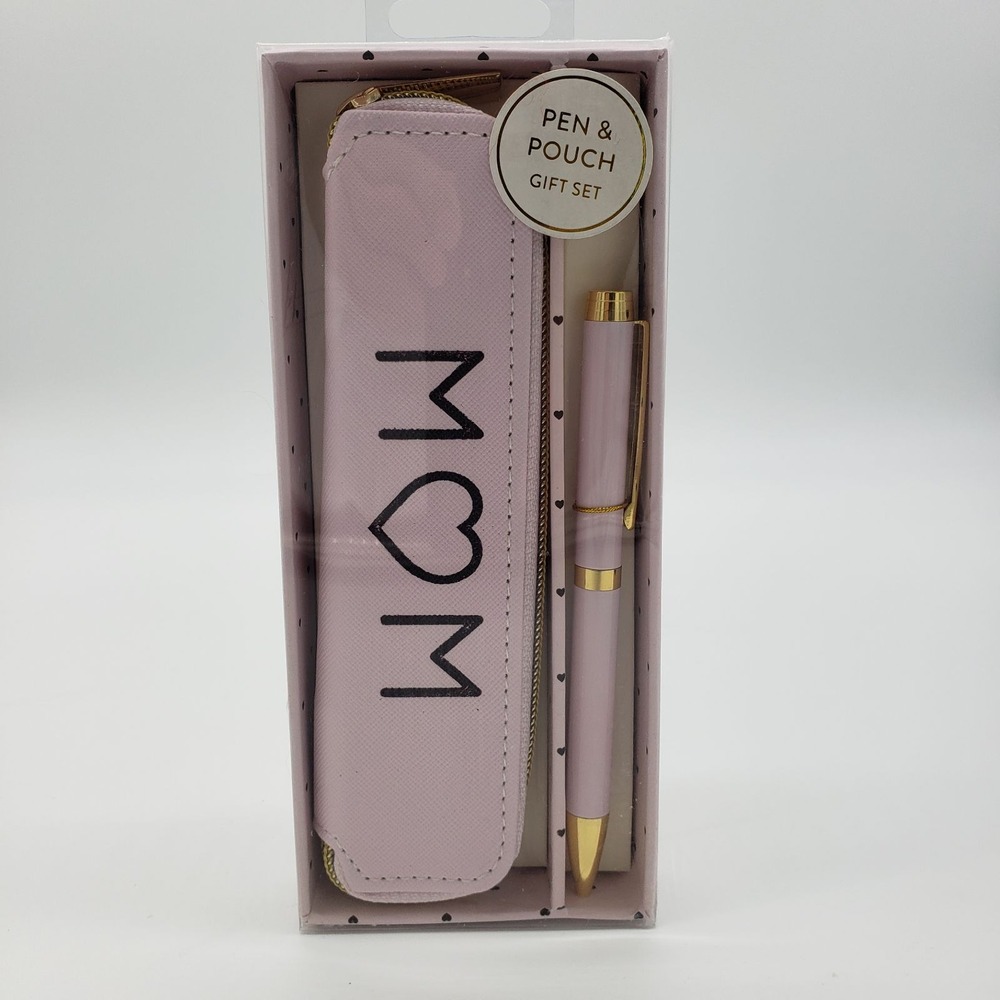 Eccolo World Traveler Mom Pen and Pouch Gift Set Pink Gold Heart NIB 22760-1